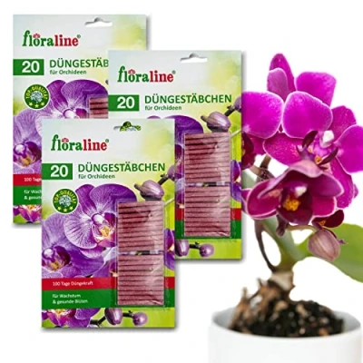Afbeelding van floraline® 60 x orchideeën, meststaafjes, orchideeënmeststof voor maximaal 100 dagen (per stokje), prachtige bloemen met groei en gezonde bloemen, zacht gebruik