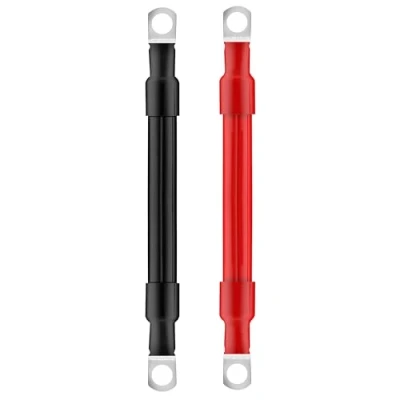 Afbeelding van QIMEI SHOP Batterijkabel, 35 mm², 15 cm, auto accukabel, 12 V, 2 AWG, koperen kabel met M10 ringklemmen voor vrachtwagen, motorfiets, zonne energie, marine, rood, zwart, stuks