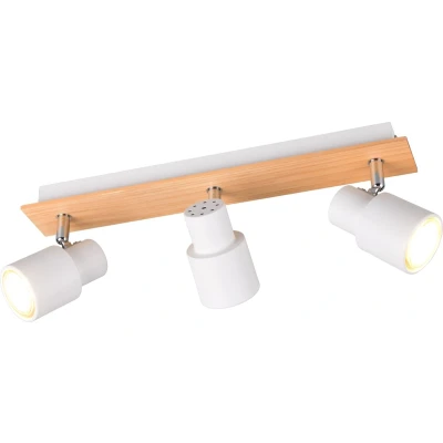 Afbeelding van Trio 3 lichts plafondlamp Pierre wit met hout R81983031