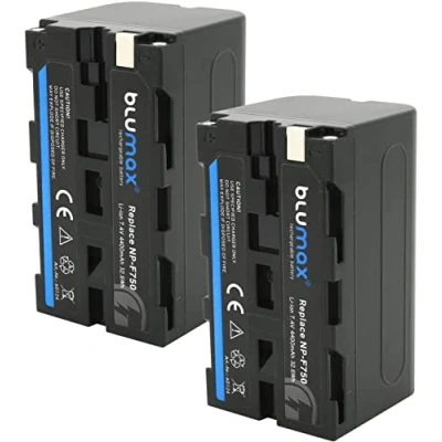 Afbeelding van 2x Blumax batterij compatibel met Sony NP F750 / F550 F970 F960 F570 4400mAh (Blackmagic F570) ook voor diverse flitsers Videolampen Fieldmonitors