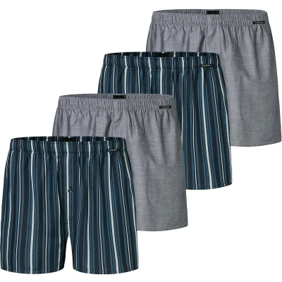 Afbeelding van Schiesser 4ER PACK WEB Boxershorts Dunkelblau grau, Heren, Maat: Small, grau