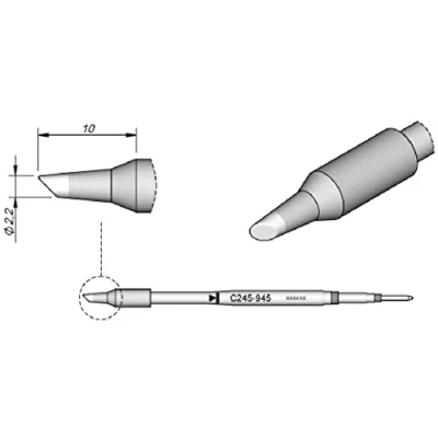 Afbeelding van JBC Tools C245945 soldeerpunt Ronde vorm, afgeschuind Grootte 2.2 mm Lengte soldeerpunt: 10 Inhoud: 1 st