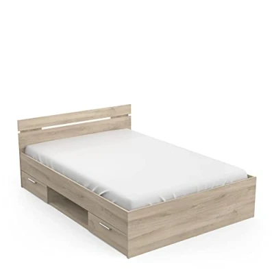 Afbeelding van Leen Bakker Bed Michigan Licht Eiken 140x200cm Bedden Beige Spaanplaat