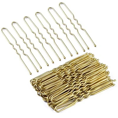 Afbeelding van Zeayebsr 100 stuks haarspelden U haarspelden, metaal, golfvorm, haarklemmen, klassieke bobby pinnen voor meisjes en vrouwen, golvende haaraccessoires, kapsalon kinderen, vrouwen (goud)