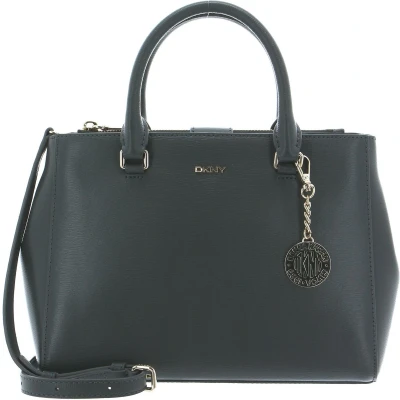 Afbeelding van DKNY Leren Schoudertas Bryant Satchel Charcoal Grijs