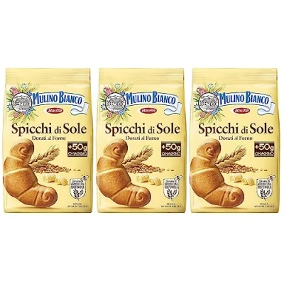 Afbeelding van MULINO BIANCO Spicchi di Sole Krokante boterkoekjes in de vorm van croissants, 400g x 3 pakketten