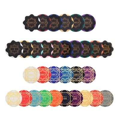 Afbeelding van SLOWPLAY Poker Chip Sample Set Nash Clay Chips &amp; Keramische Genummerde Chips, Blanco 50 stuks per Pack