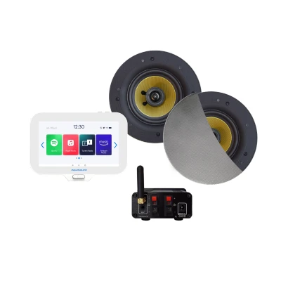 Afbeelding van N Joy badkamerradio met controller, wand lader, samba speaker set mat chroom en bluetooth versterker 50 WATT