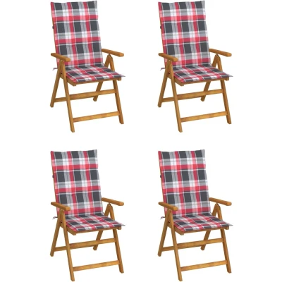 Afbeelding van vidaXL Tuinstoelen 4 st verstelbaar met kussens massief acaciahout