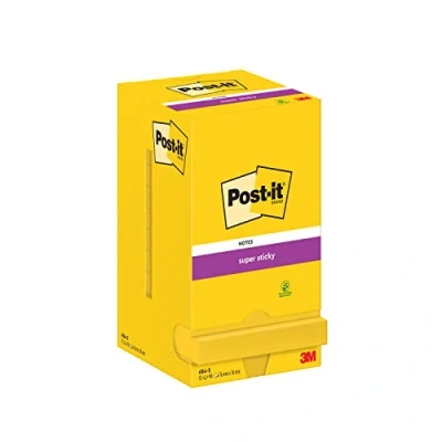 Afbeelding van Post it Super Sticky notes, 90 vel, ft 76 x mm, pak van 12 blokken, neongeel