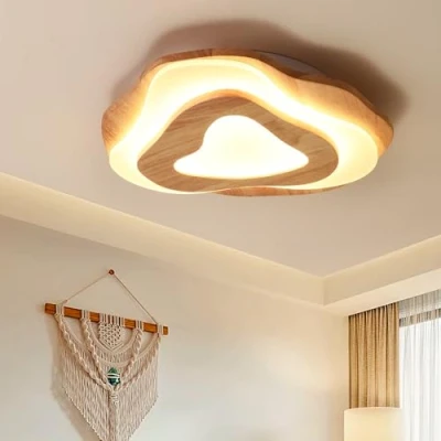 Afbeelding van LED Plafondlamp Hout, Kinderkamer, Modern Slaapkamerlamp 3000K Warm Witte 35W Ø45cm Woonkamerlamp, Kinderlampen, Keukenlamp, Kantoorlamp