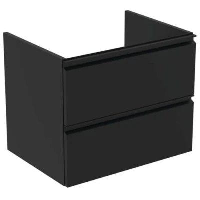 Afbeelding van Ideal Standard Silk Black Tesi wastafelmeubel 60cm, 2 laden, exclusief