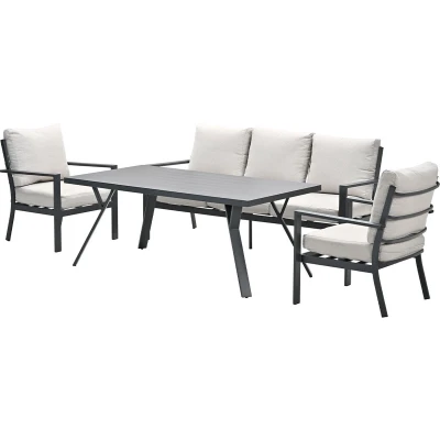 Afbeelding van Sergio lounge dining sofa set 4 delig desert sand Aluminium Garden Impressions