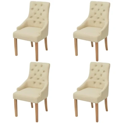 Afbeelding van Eetkamerstoelen 4 st stof crème
