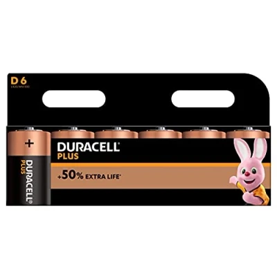 Afbeelding van Duracell Plus Power Alkalinebatterijen, type D, 6 stuks