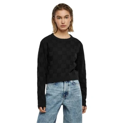 Afbeelding van Urban Classics Check Trui, Dames, Maat: XXL, Black