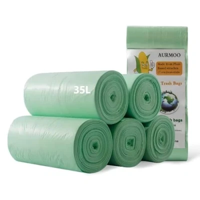 Afbeelding van 110 Biomafvalzakken 35L, Biologisch Vuilniszakken, AURMOO Recyclebare Bio Keukenvuilzakken, Biologische Vuilniszakken (55x65cm,Groen)