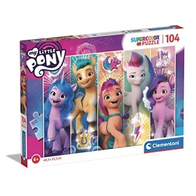 Afbeelding van Clementoni Puzzel My Little Pony 104 stuks Supercolor stukjes Made in Italy, 6 jaar, cartoon, dieren kinderen, meerkleurig, medium, 25732