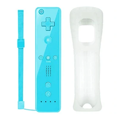 Afbeelding van SogYupk afstandsbediening voor Wii, draadloze gamepad controller compatibel met Nintendo Wii en U Console siliconen hoes polsband (blauw)