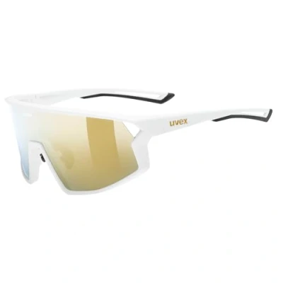 Afbeelding van uvex skyryse Sportbril voor volwassene sterke bescherming tegen zonnestraling contrastverhogend white matt/gold mirror one size