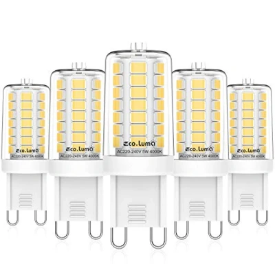 Afbeelding van Eco.Luma G9 LED lampen, 5 W, natuurlijk wit, 4000 K, vervanging 40 W halogeenlamp, 45 x SMD2835 lamp, fitting, flikkert niet, 500 lumen, AC 220 240 V, ledlampen, 360 graden stralingshoek, niet