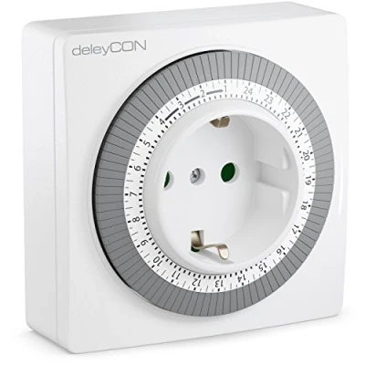 Afbeelding van deleyCON 1x Mechanische Timer Handmatig Instelbaar via Draaiplateau 96 Circuits Binnen 3500W Wit