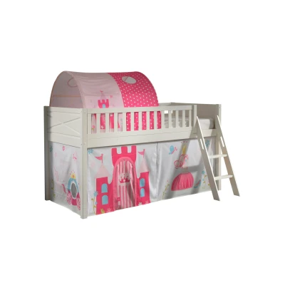 Afbeelding van SCOTT hoogslaper met PRINCESS speelgordijn en tunnel.