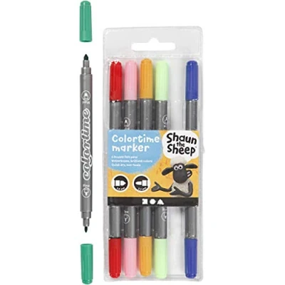 Afbeelding van Colortime dubbel viltstiften shaun het schaap 6st