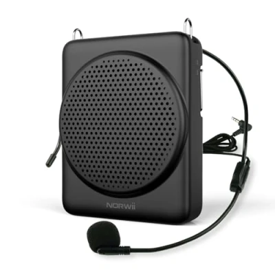 Afbeelding van NORWII Mini stemversterker, 3 uur snel opladen en tot 30 spelen, draagbare spraakversterker voor leraren, training, gids, enz. (zwart)