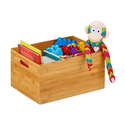 Afbeelding van Relaxdays opbergbox bamboe opbergdoos hout houten opbergmand opbergkist opbergbak Groot
