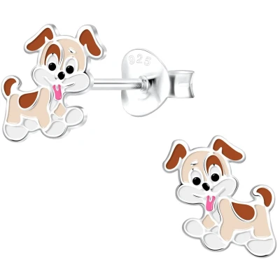 Afbeelding van JoyS Zilveren hond oorbellen 8 mm kinderoorbellen t52