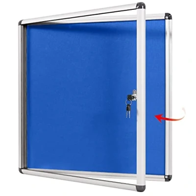 Afbeelding van Swansea Afsluitbare Notice Board Sabotage Afgesloten Display voor Thuiskantoor School, Blauw Vilt, 67x72cm (6xA4)