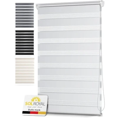 Afbeelding van Sol Royal DL2 Rolgordijn Lichtdoorlatend 110x150 cm Wit Duo zonder Boren Klembevestiging