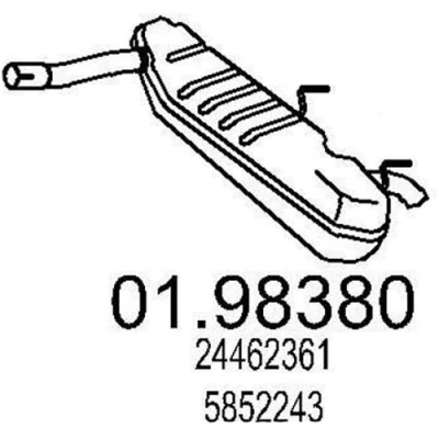Afbeelding van MTS 01.98380 Einddemper 870mm OPEL: Vectra C Caravan