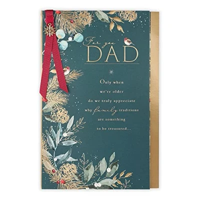 Afbeelding van Clintons: Papa Robin en gebladerte kerstkaart, meerkleurig, 171 x 260, 1181363