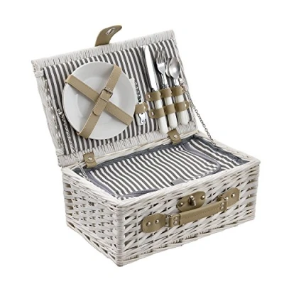 Afbeelding van Picknickmand voor 2 personen incl. inhoud wit