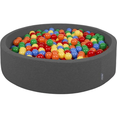 Afbeelding van KiddyMoon Schuim Ballenbak Voor Kinderen Met Ballen Ø 7 Cm Gemaakt In EU, Donkergrijs Geel Groen Blauw Rood Oranje,120X30cm/300