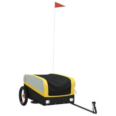 Afbeelding van vidaXL Fietstrailer 30 kg ijzer zwart en geel