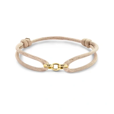 Afbeelding van Beige Satijnen Armband met Gouden Schakels