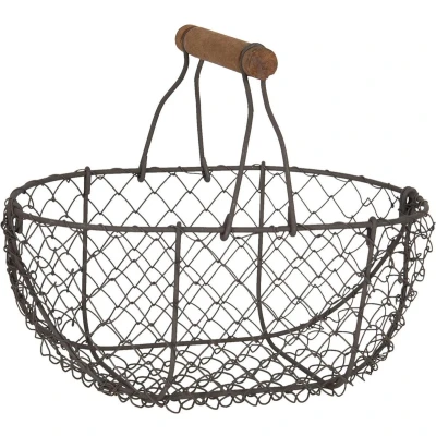 Afbeelding van Clayre &amp; Eef Opbergmand 24x16x11/23 cm Bruin Ijzer Rond Mand