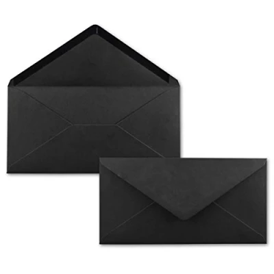 Afbeelding van FarbenFroh NEUSER enveloppen, 50 zwart, DIN lang, 110 x 220 mm (11 22 cm), natte plakrand zonder venster, ideaal voor uitnodigingskaarten