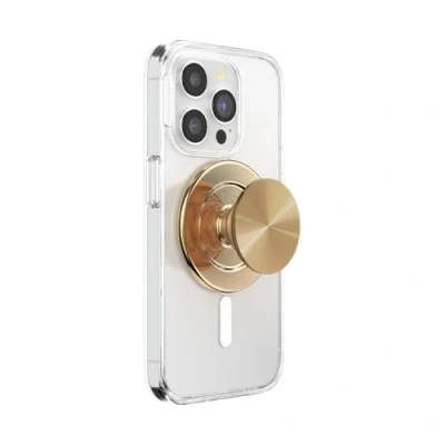 Afbeelding van PopSockets Rond telefoonhandvat compatibel met MagSafe, adapterring meegeleverd, Smartphonehouder, Goud