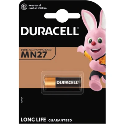 Afbeelding van Duracell MN27, LR27 Een alkalinebatterij, 12 volt, afmetingen 28,8 x 8 mm