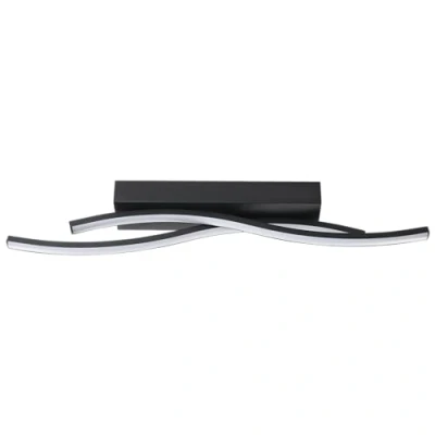 Afbeelding van EGLO LED plafondlamp Viloria, plafond lamp gebogen, plafondverlichting voor woonkamer en slaapkamer, zwart metaal wit kunststof, warm wit, 56,5 cm