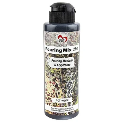 Afbeelding van Ideen mit Herz Gietmix 2 in 1 Gietmedium &amp; acrylverf 180 ml geen verder mengen met vloeistof, medium of siliconenolie nodig (zwart)