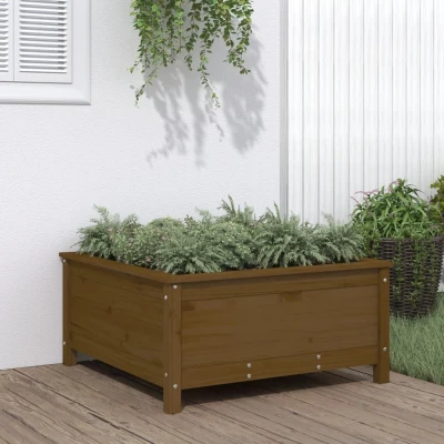 Afbeelding van Plantenbak 82,5x82,5x39 cm massief grenenhout honingbruin