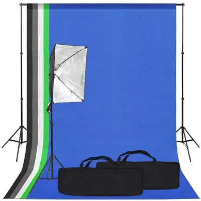 Afbeelding van VD Fotostudioset met softboxlamp en achtergrond
