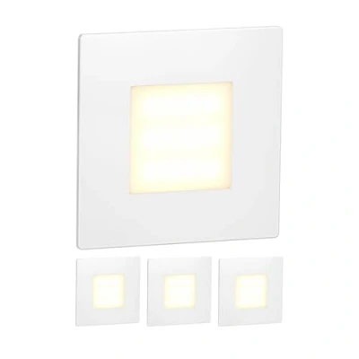Afbeelding van ledscom.de 4 LED traplamp/inbouw wandlamp FEX voor binnen en buiten, hoekig, 85 x 85mm, warm wit