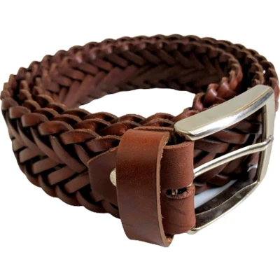 Afbeelding van Hommard gevlochten Echt Leren Riem, Bruin, Genuine Leather Belt, Woven Brown