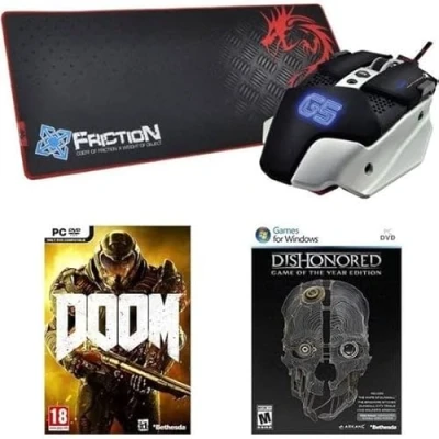 Afbeelding van Bundle PC Dragon War Warlord Mouse + Mousepad Speed Edition Doom Dishonored GOTY